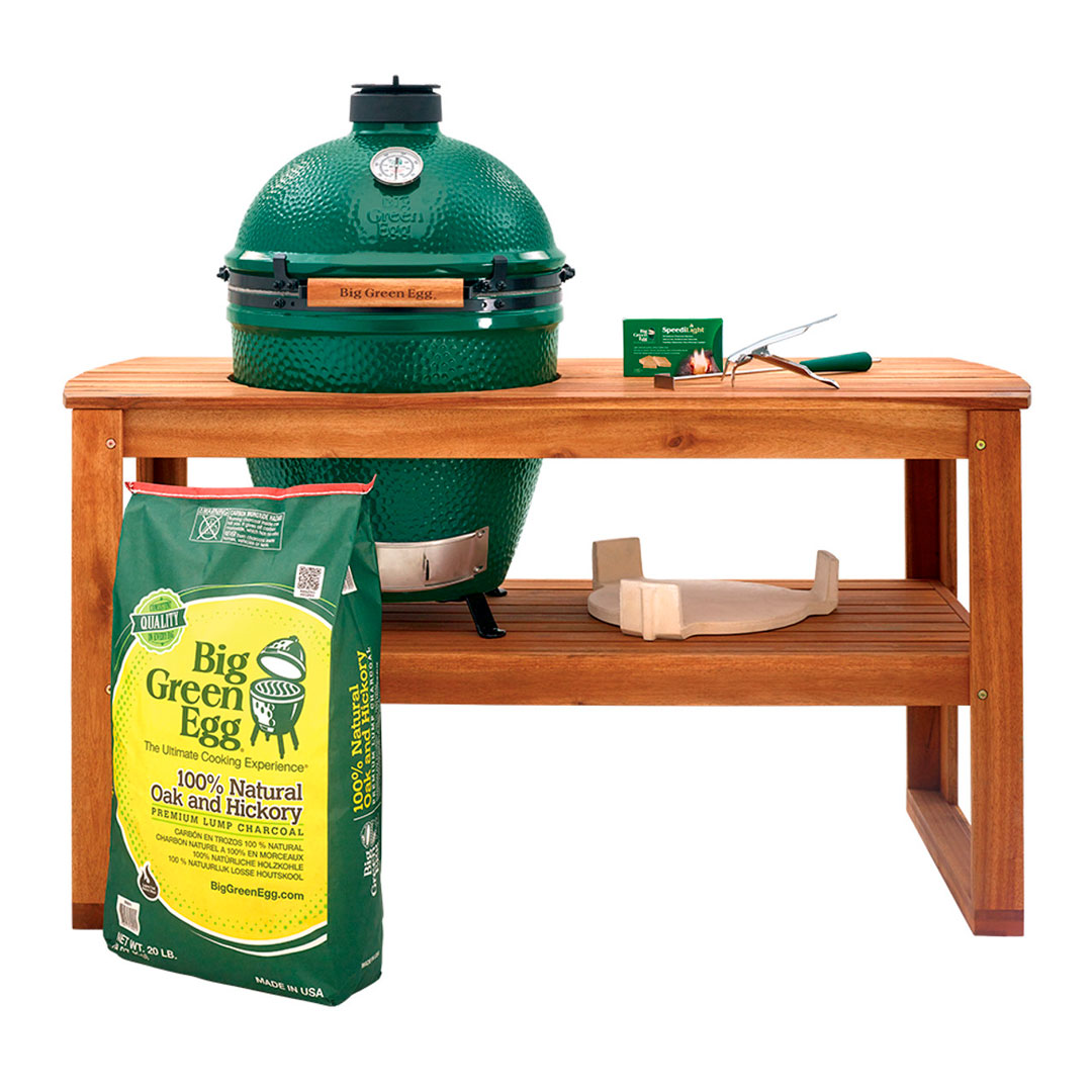 Large Big Green Egg in Acacia Table Package